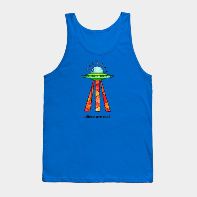 Aliens Are Real Tank Top by Kelly Louise Art